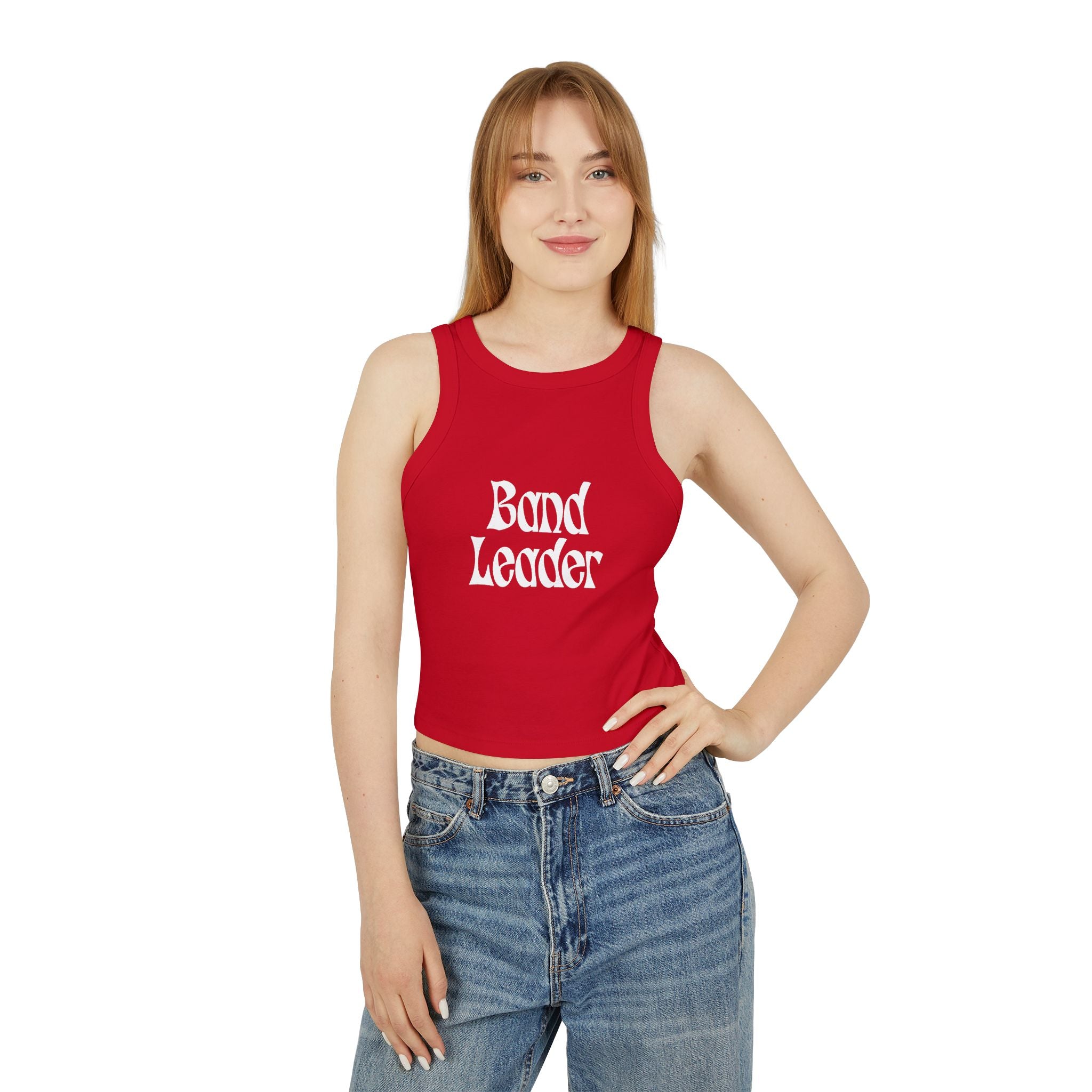 Band Leader Racer Tank Top — Women's Micro Rib Music Crop