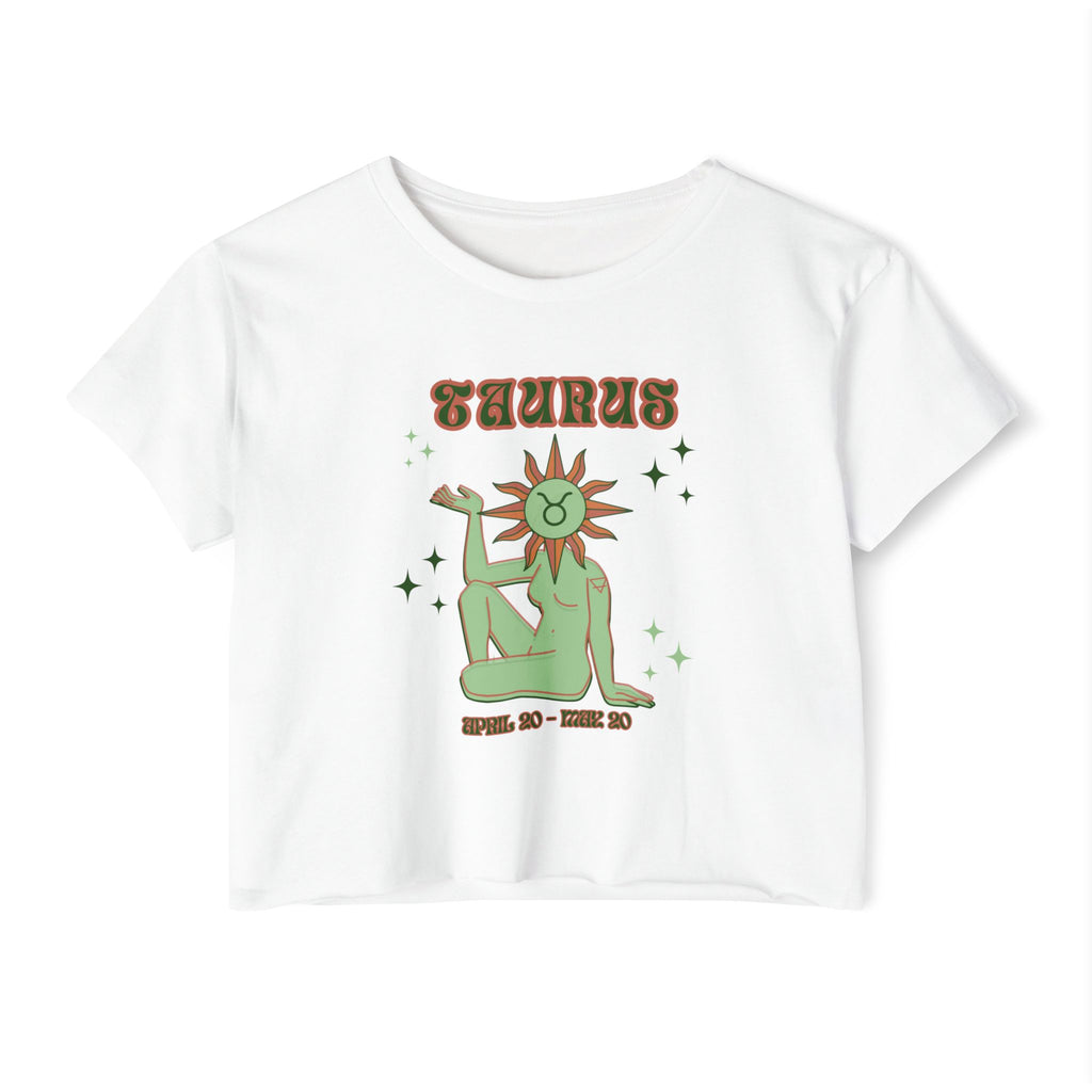 Taurus Zodiac Crop Top — Women's Festival Astrology Graphic Tee