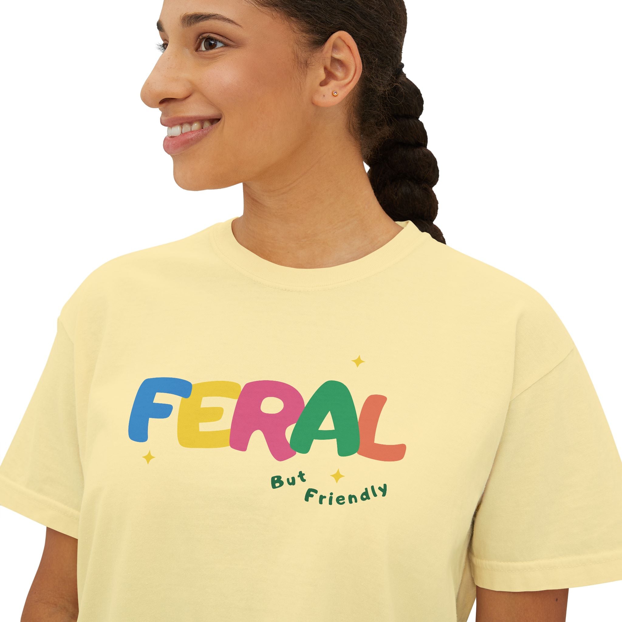 Feral Girl Graphic Tee — Women's Boxy Cropped T-Shirt