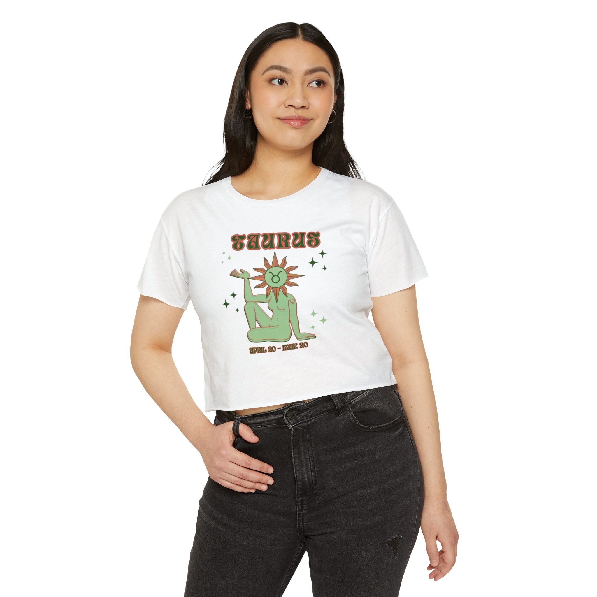 Taurus Zodiac Crop Top — Women's Festival Astrology Graphic Tee