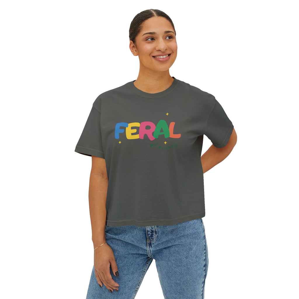 Feral Girl Graphic Tee — Women's Boxy Cropped T-Shirt