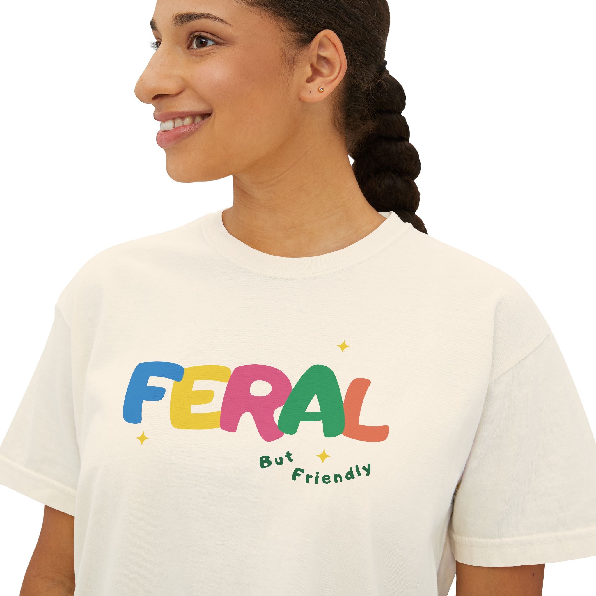 Feral Girl Graphic Tee — Women's Boxy Cropped T-Shirt