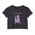 Pisces Festival Crop Top — Retro Astrological Sun & Moon Graphic