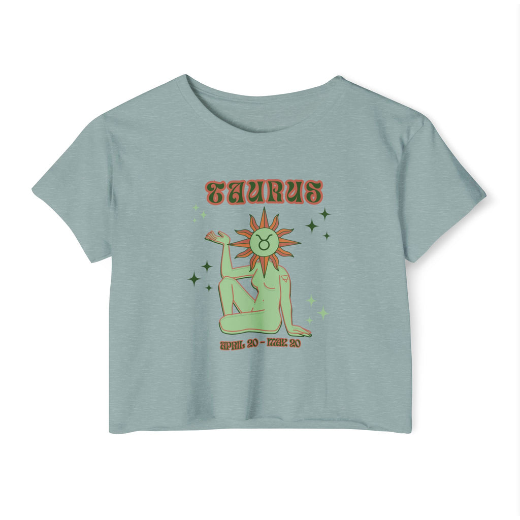 Taurus Zodiac Crop Top — Women's Festival Astrology Graphic Tee