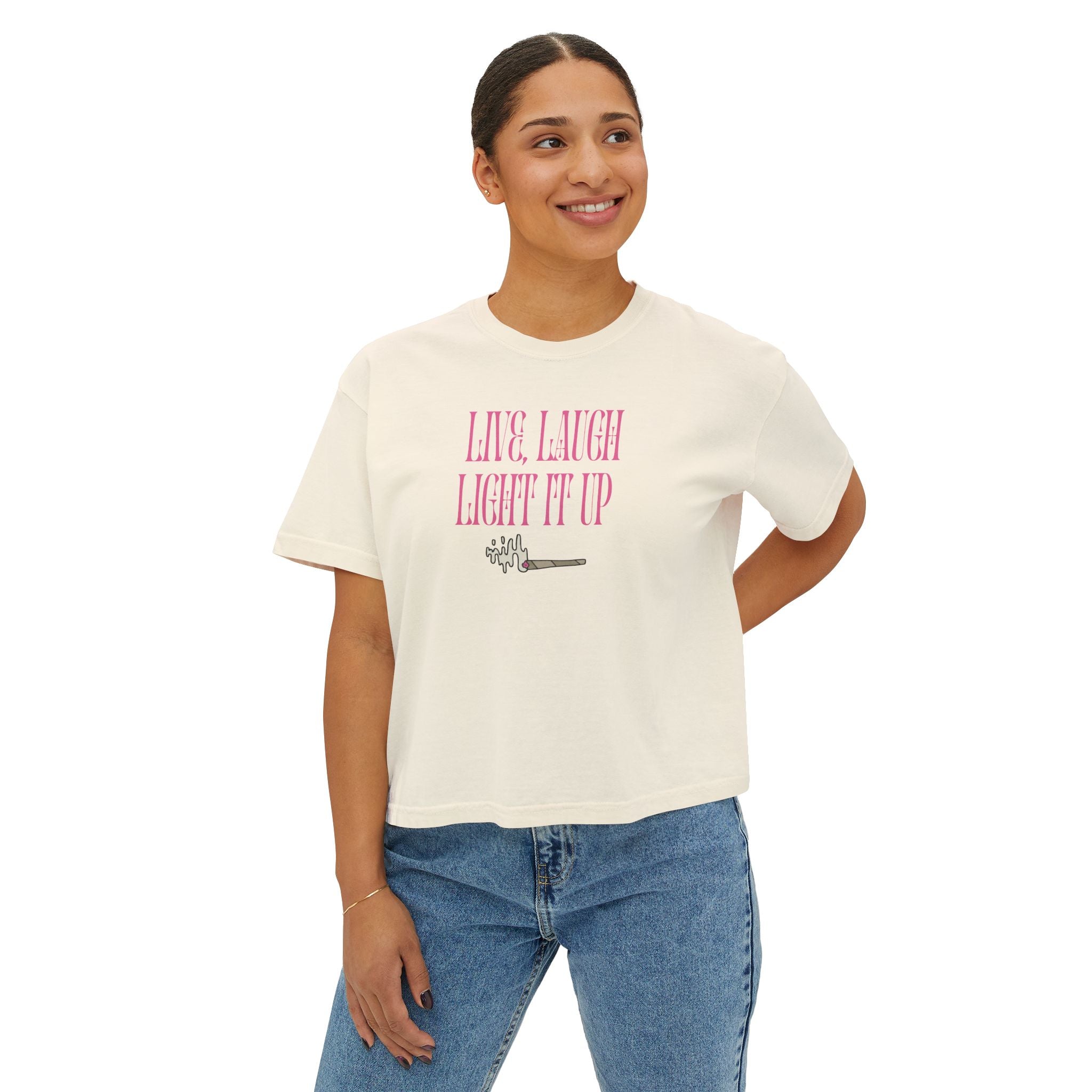 Live Laugh Light It Up Women's Boxy Tee – Inspirational Graphic Tee