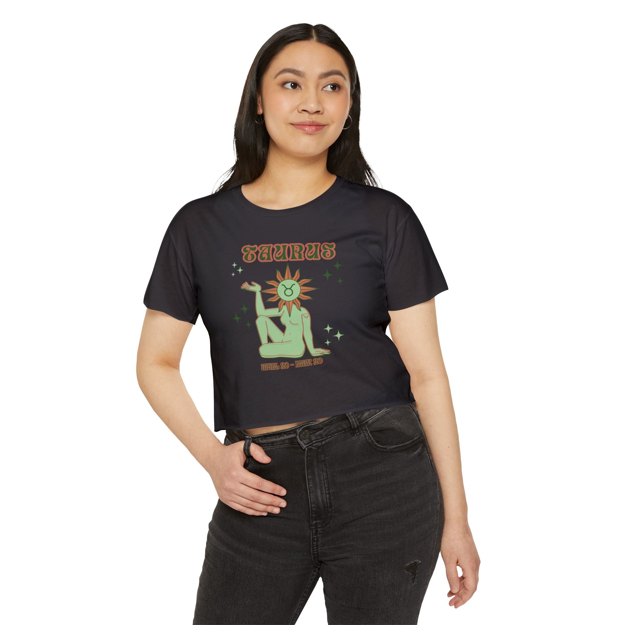 Taurus Zodiac Crop Top — Women's Festival Astrology Graphic Tee