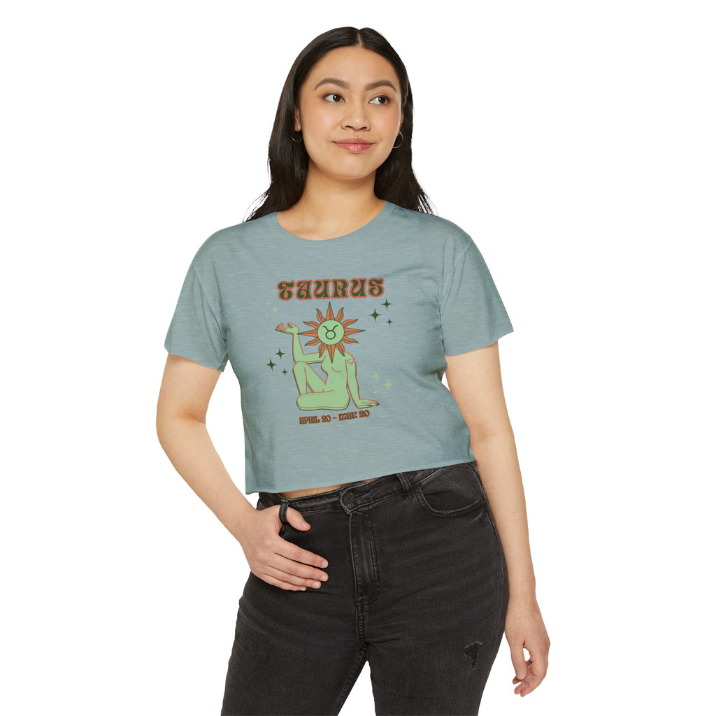 Taurus Zodiac Crop Top — Women's Festival Astrology Graphic Tee