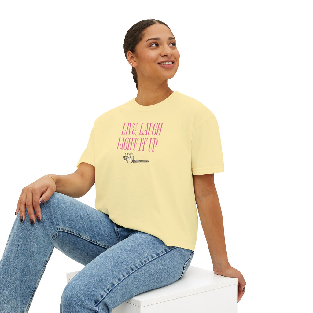 Live Laugh Light It Up Women's Boxy Tee – Inspirational Graphic Tee