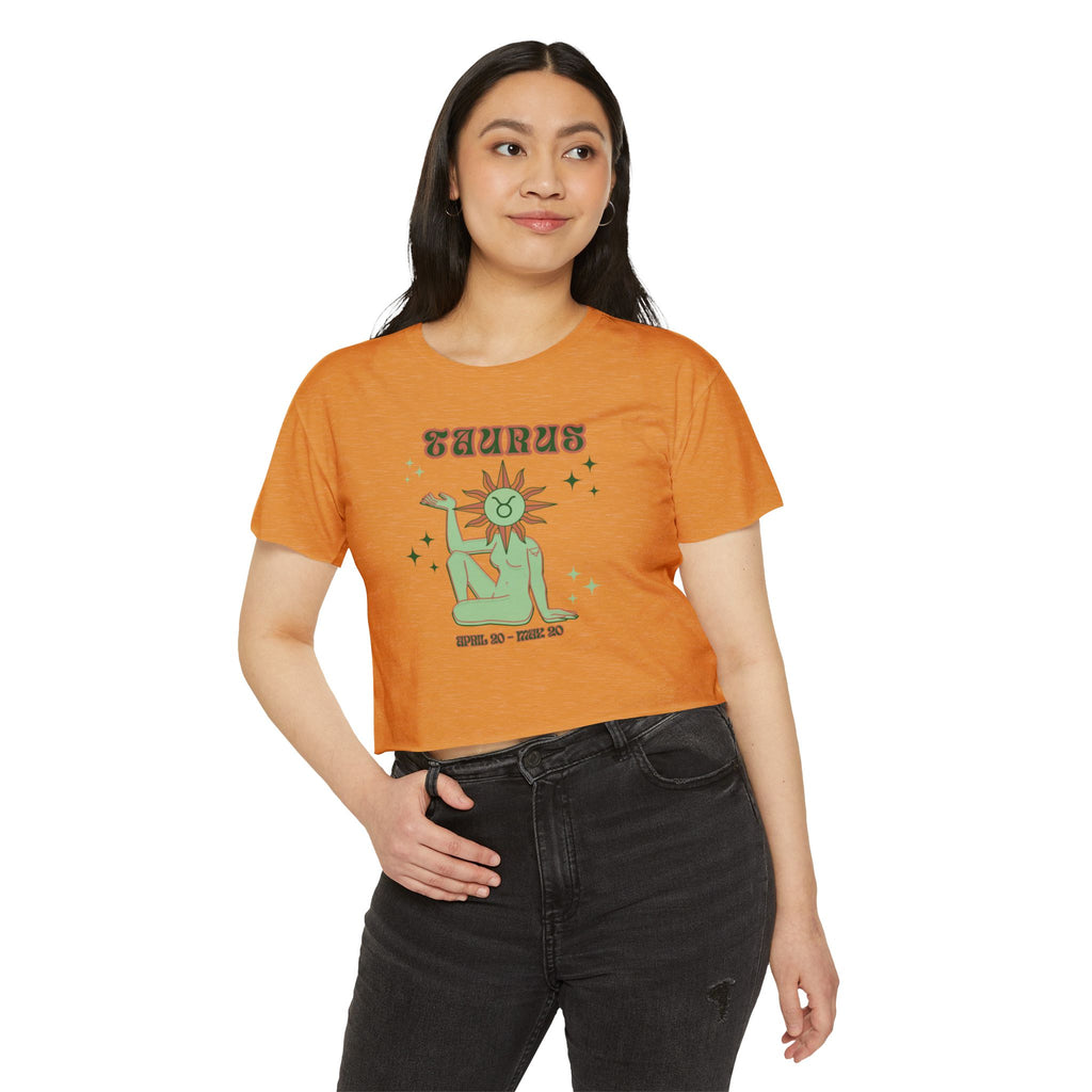 Taurus Zodiac Crop Top — Women's Festival Astrology Graphic Tee