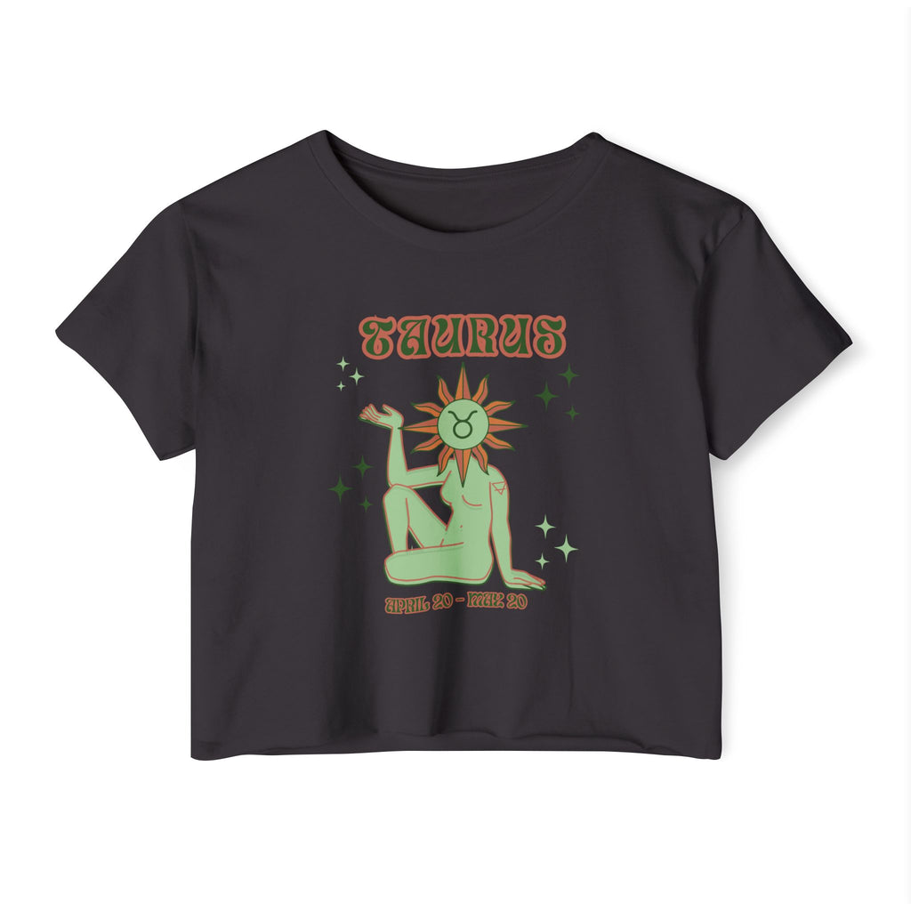 Taurus Zodiac Crop Top — Women's Festival Astrology Graphic Tee