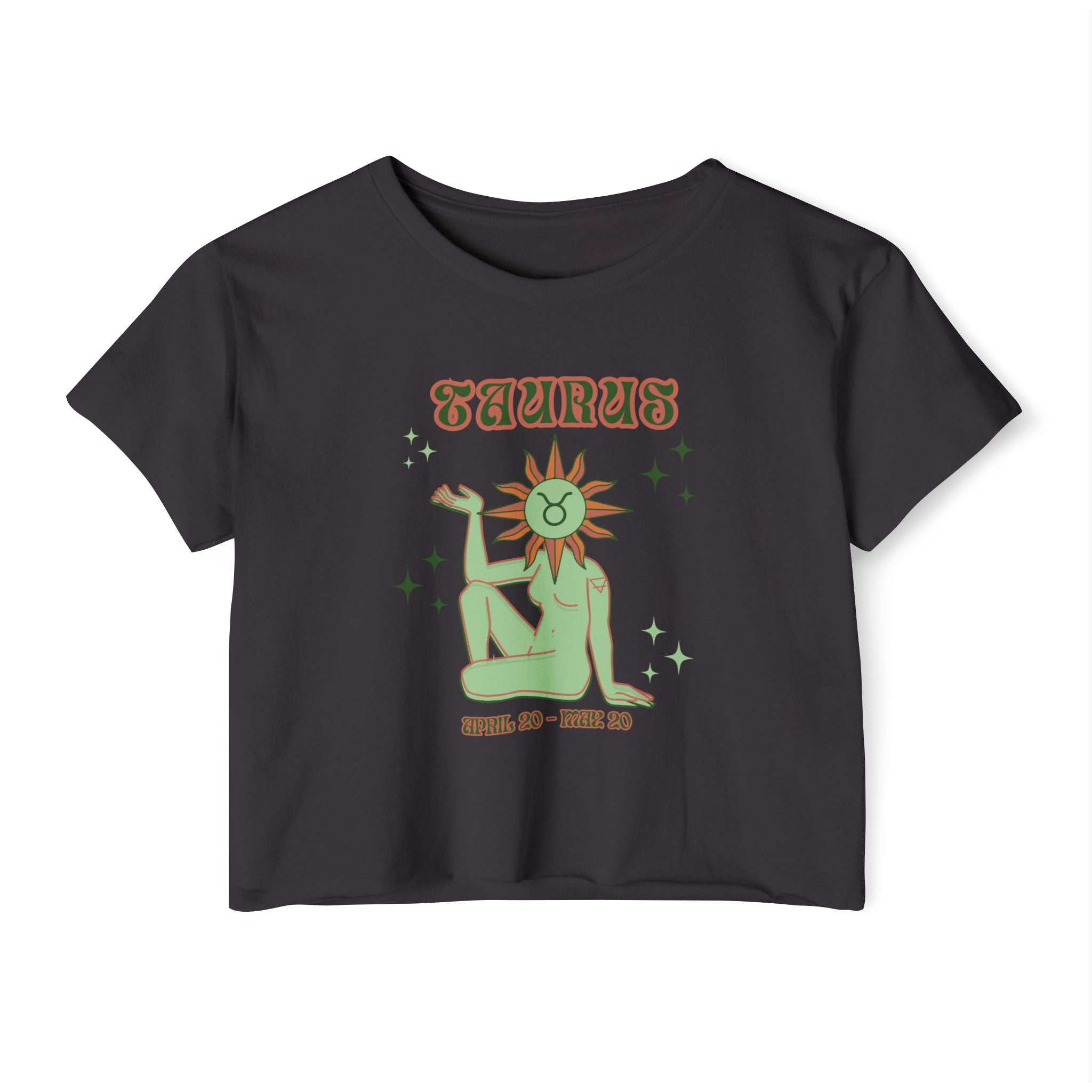 Taurus Zodiac Crop Top — Women's Festival Astrology Graphic Tee
