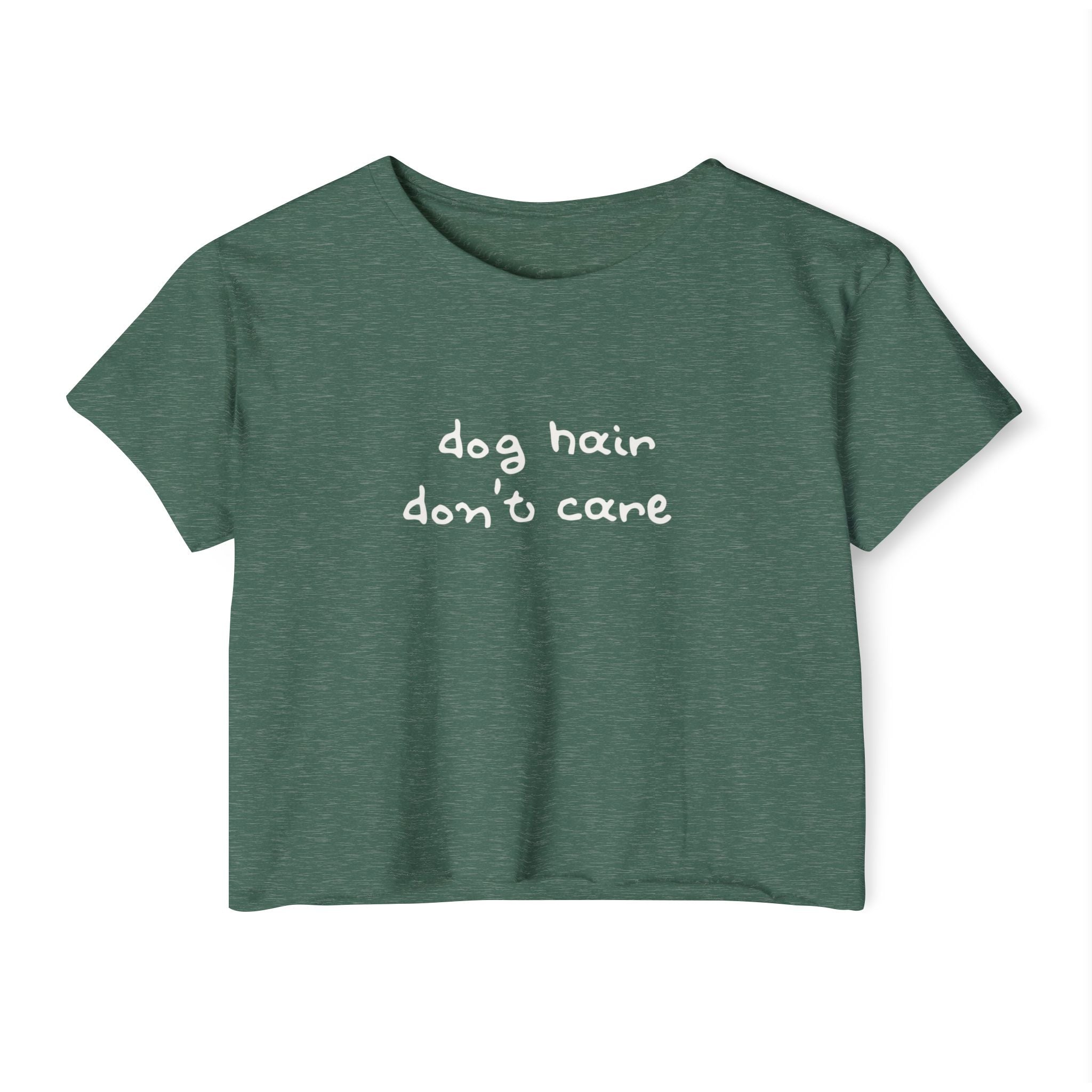 Dog Hair Don’t Care Crop Top — Funny Women’s Festival Tee